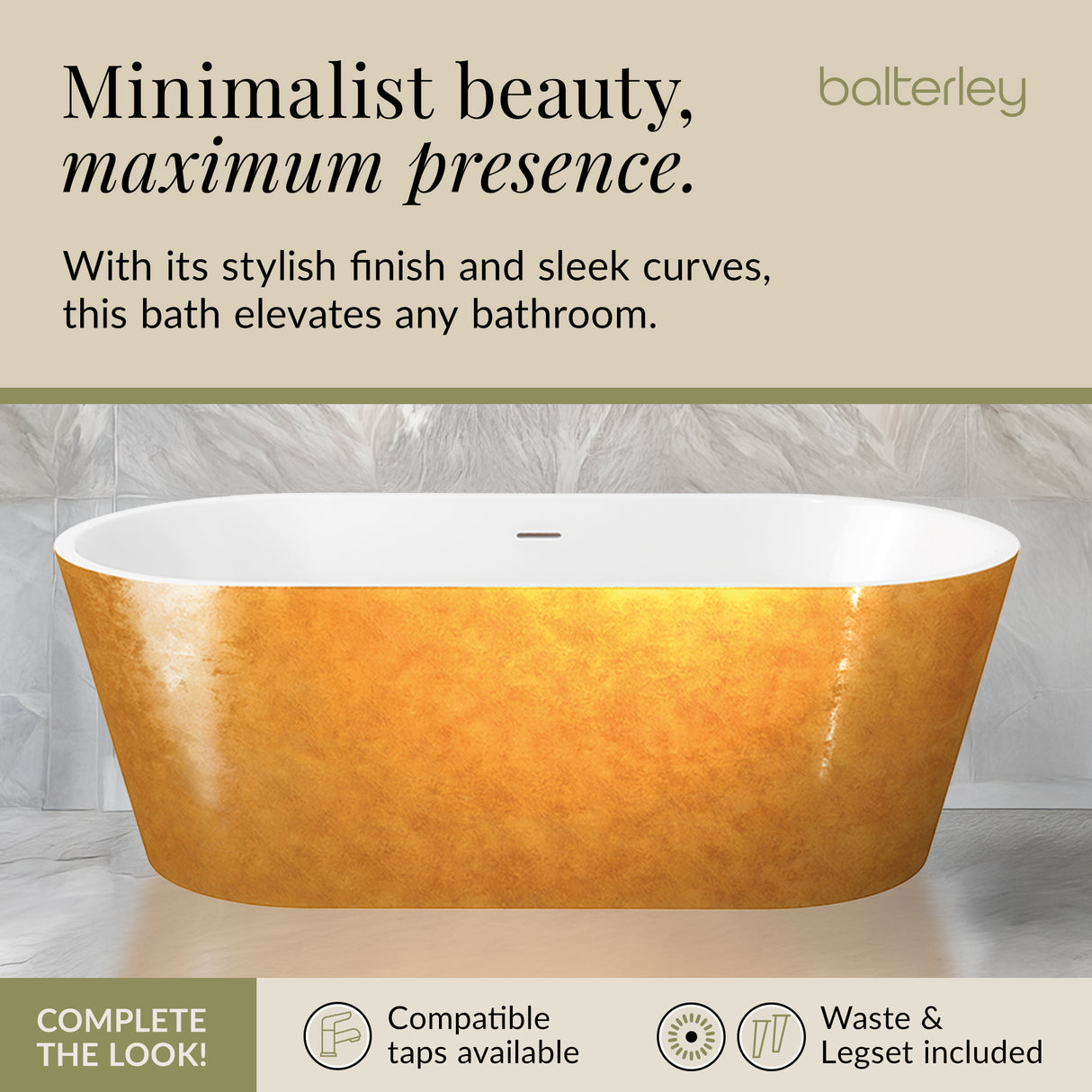 Luxury Modern Freestanding Oval Bath - Choice of Finish & Size