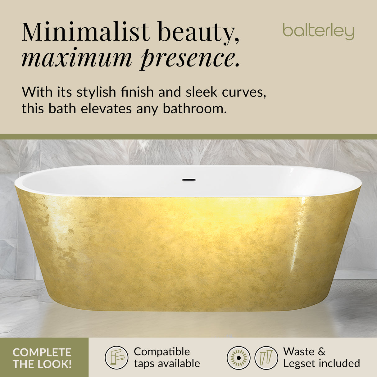 Luxury Modern Freestanding Oval Bath - Choice of Finish & Size