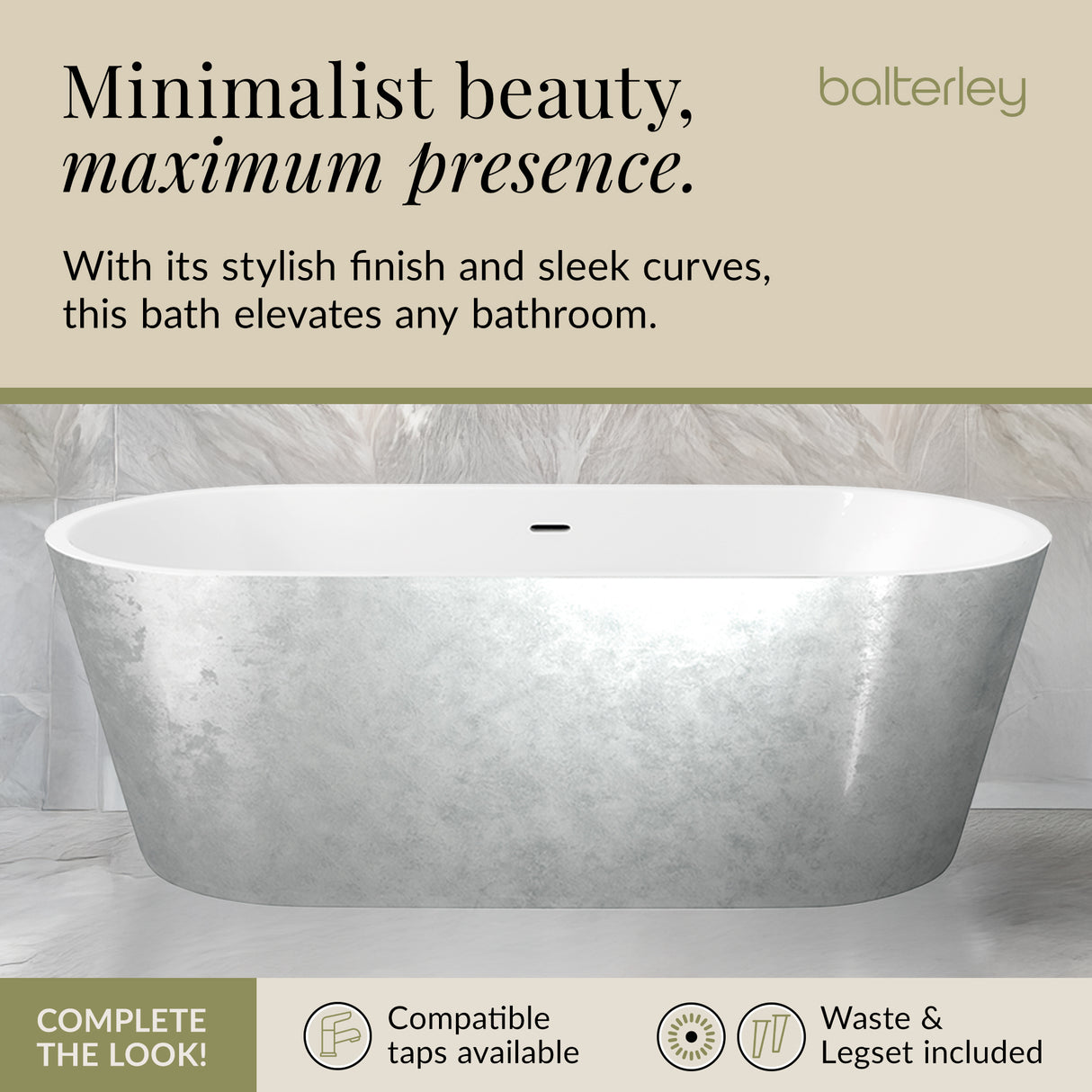 Luxury Modern Freestanding Oval Bath - Choice of Finish & Size