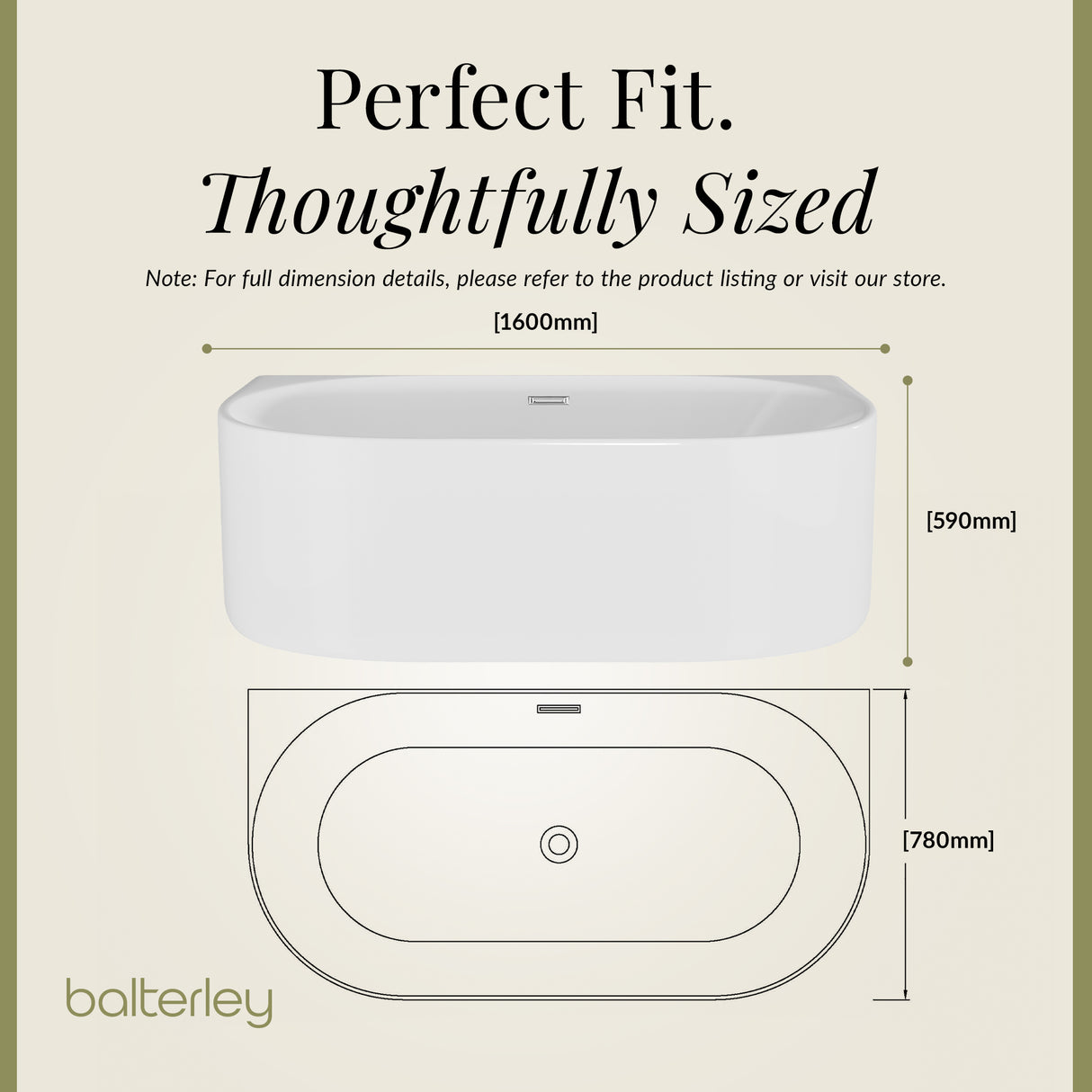 Contemporary Back To Wall Freestanding Bath from Balterley - Modern Design in Multiple Sizes