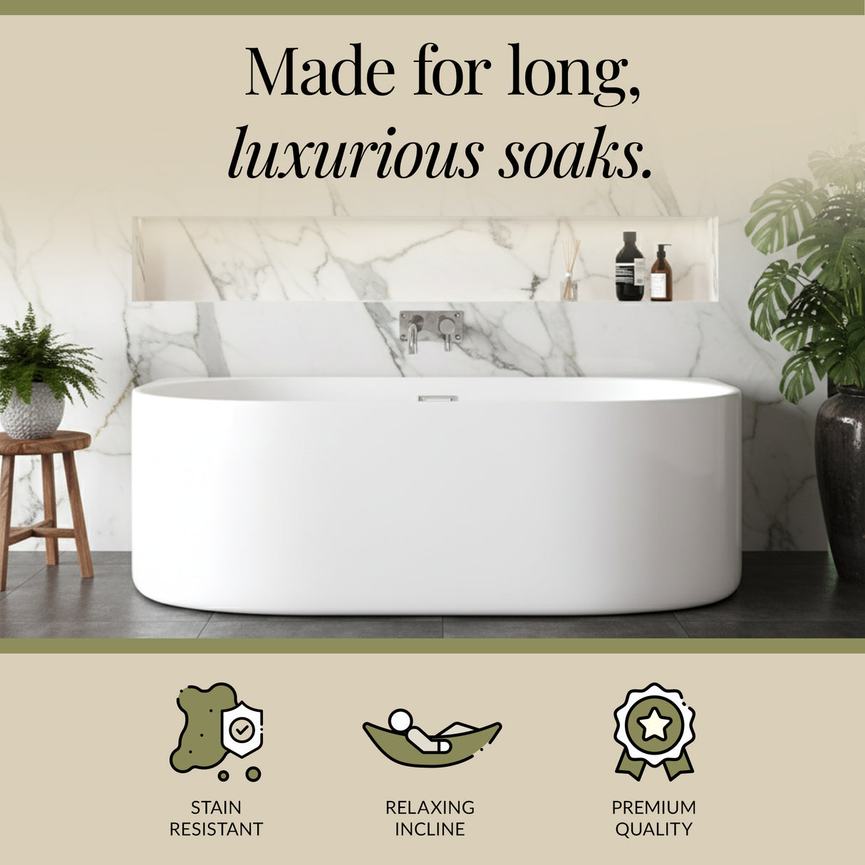 Contemporary Back To Wall Freestanding Bath from Balterley - Modern Design in Multiple Sizes