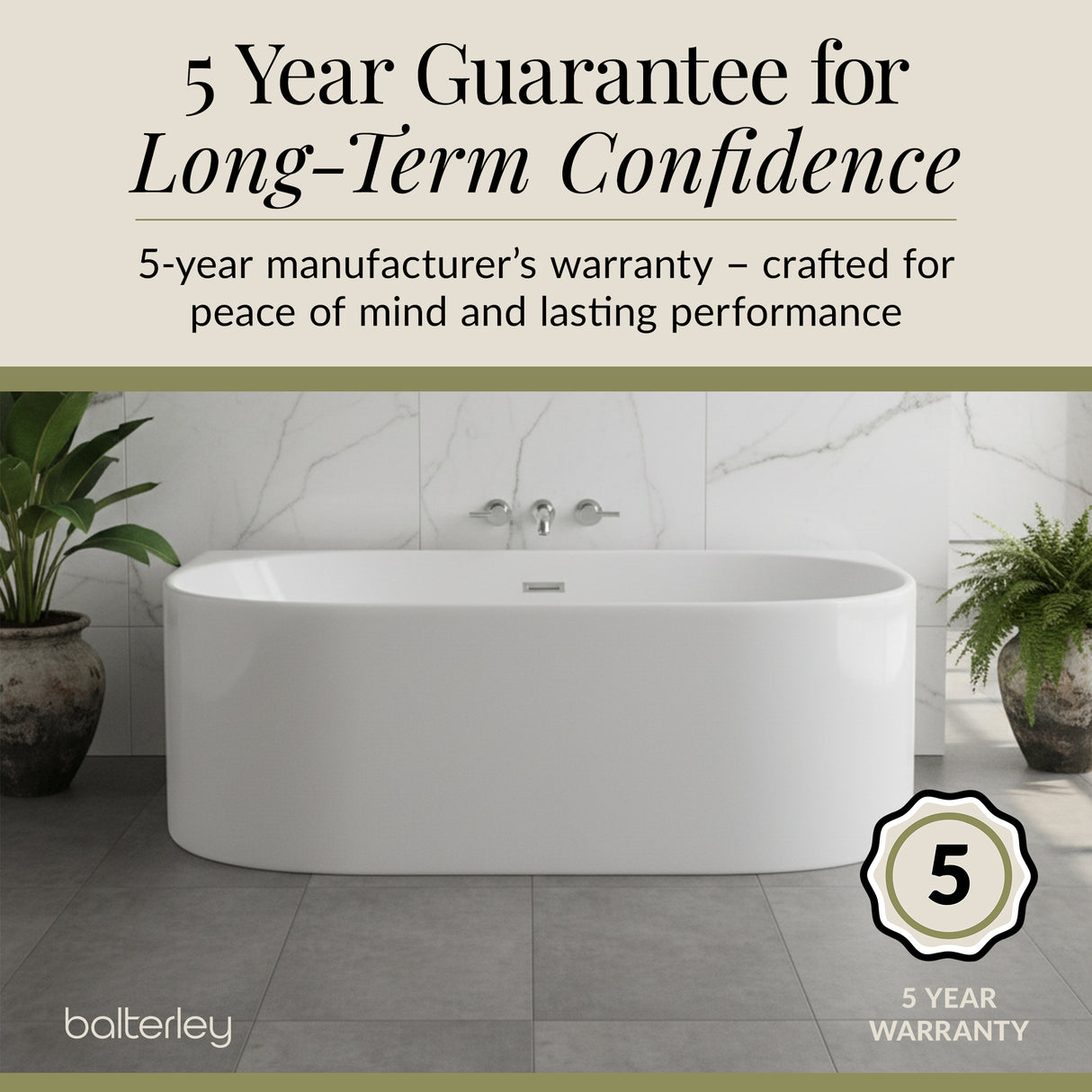 Contemporary Back To Wall Freestanding Bath from Balterley - Modern Design in Multiple Sizes