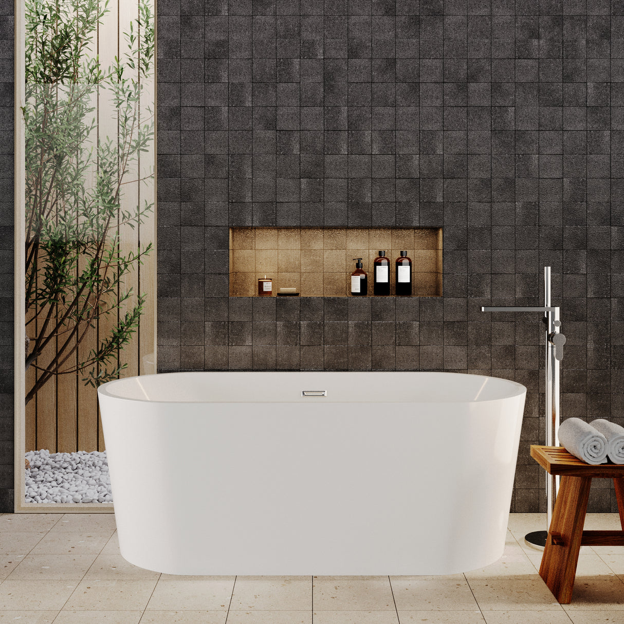 Contemporary Rounded Rectangular Freestanding Bath and Waste from Balterley - Multiple Sizes Available