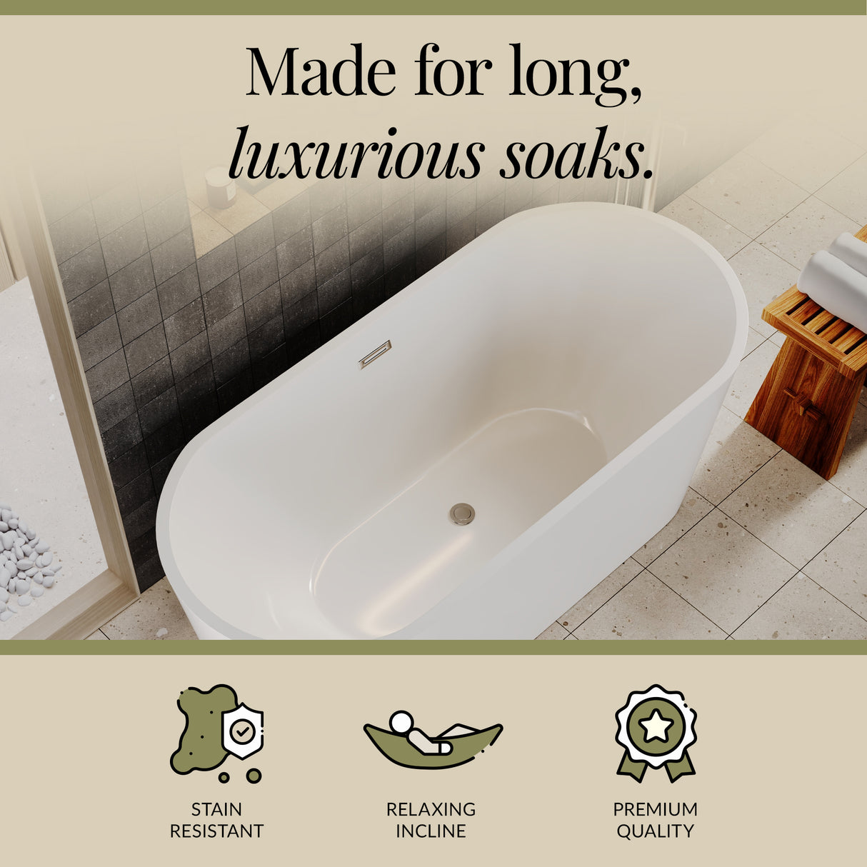 Contemporary Rounded Rectangular Freestanding Bath and Waste from Balterley - Multiple Sizes Available
