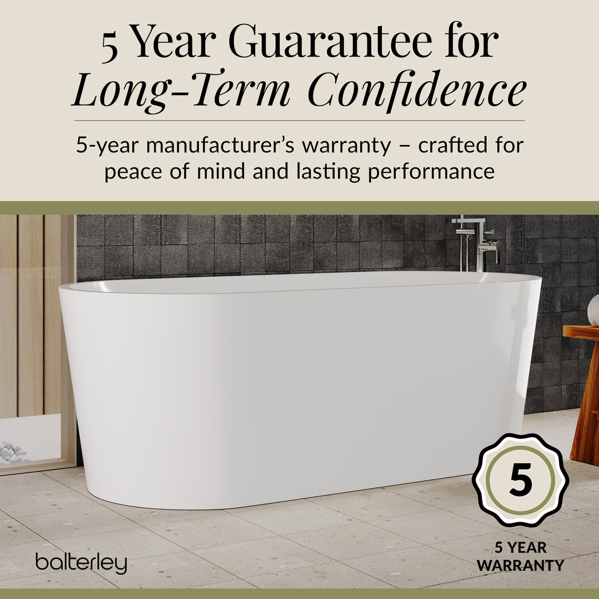 Contemporary Rounded Rectangular Freestanding Bath and Waste from Balterley - Multiple Sizes Available