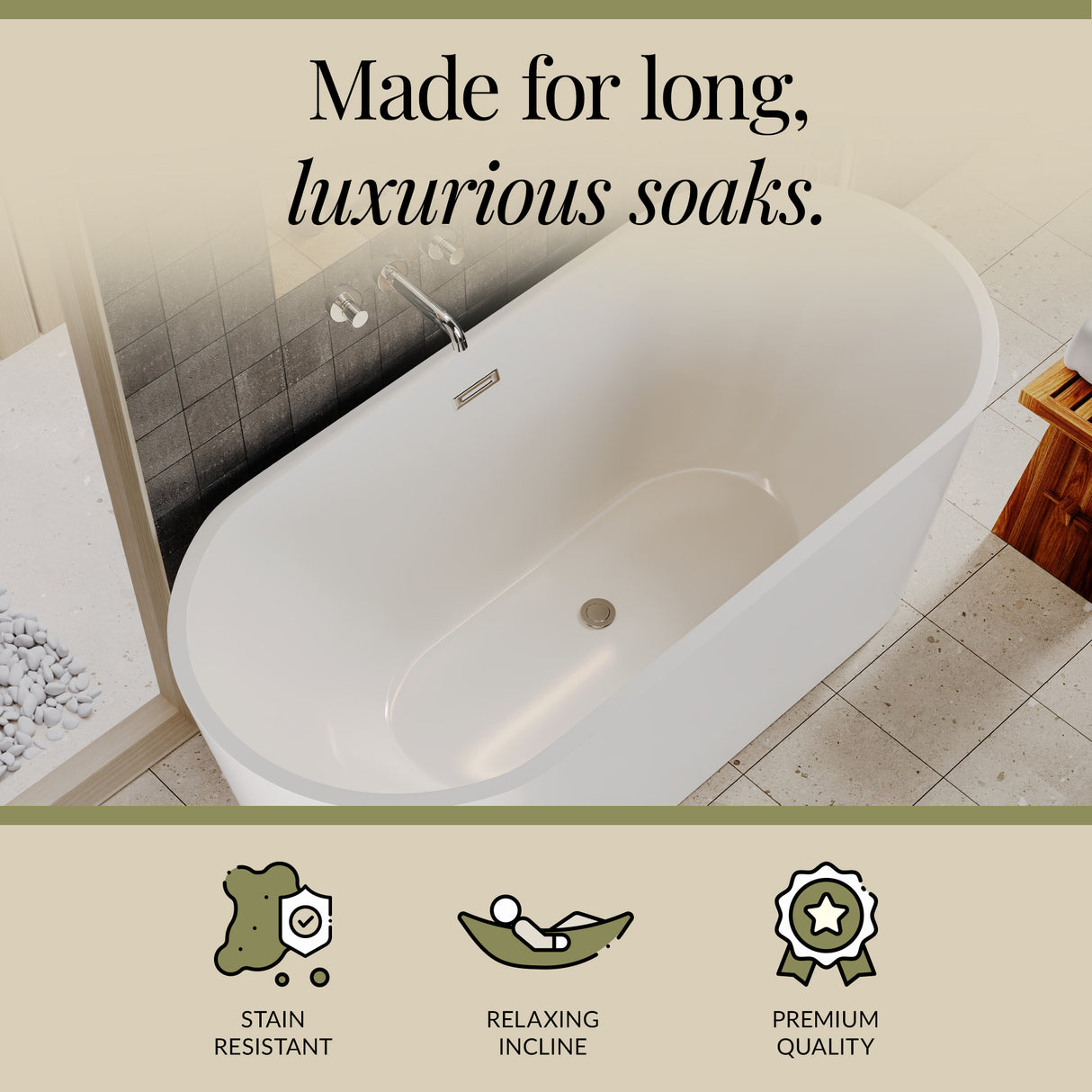 Contemporary Rounded Rectangular Freestanding Bath and Waste from Balterley - Multiple Sizes Available