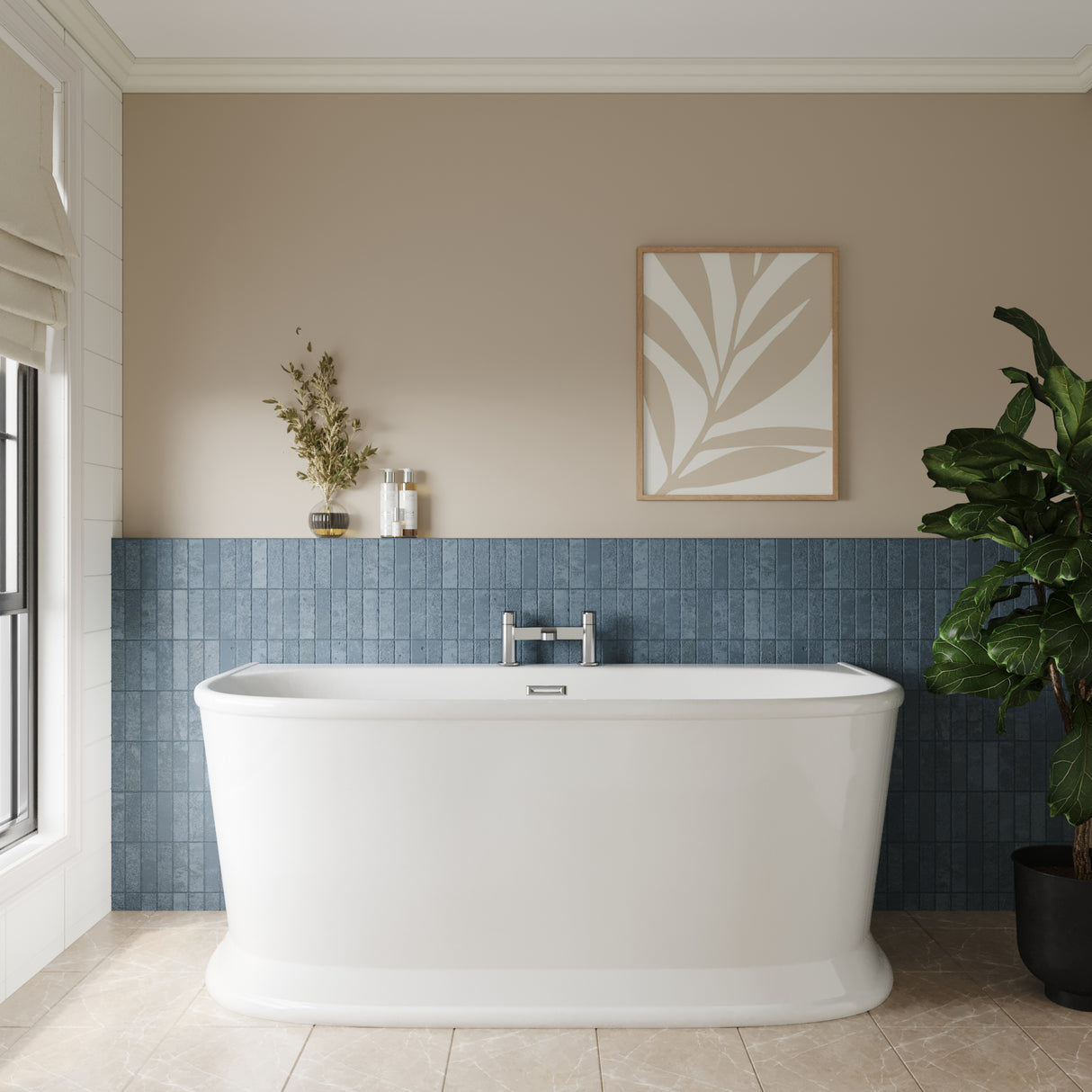 Contemporary Back To Wall Freestanding Bath from Balterley - Multiple Sizes Available