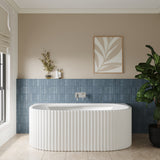 Contemporary Back To Wall Freestanding Bath with Ribbing from Balterley - Multiple Sizes Available