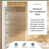 Contemporary 8mm Toughened Safety Glass Square Hinged Fluted Bath Screen - 1520 x 830 x 24mm - Choice of Colour