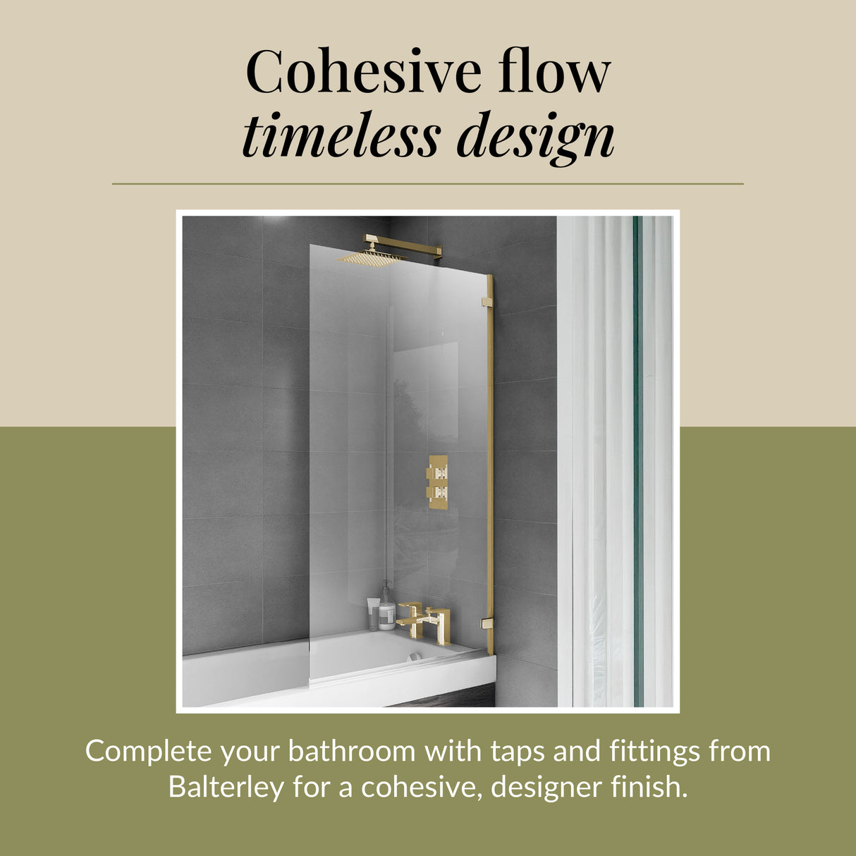 Modern Square Bath Shower Screen - Choice of Style and Finish