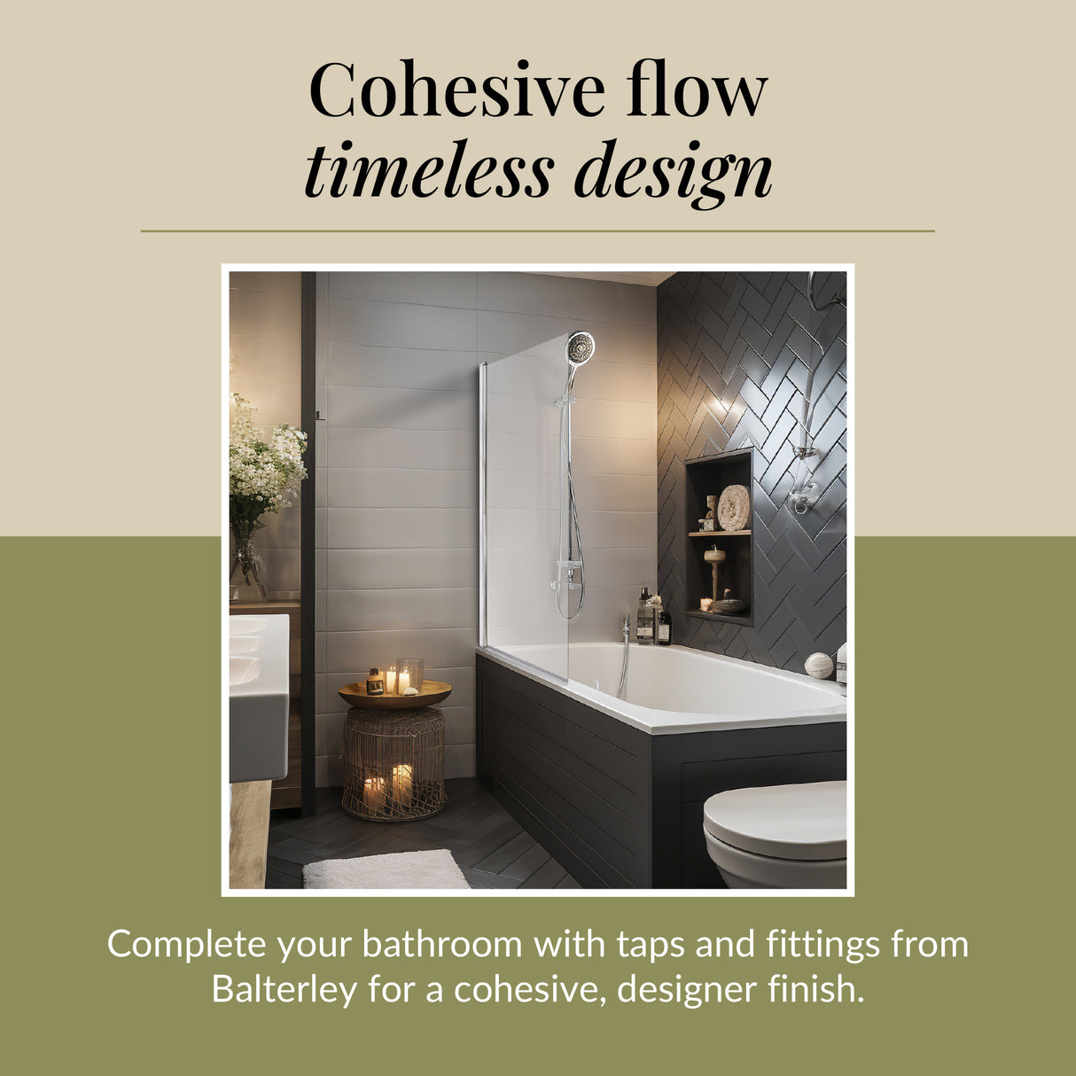 Modern Square Bath Shower Screen - Choice of Style and Finish