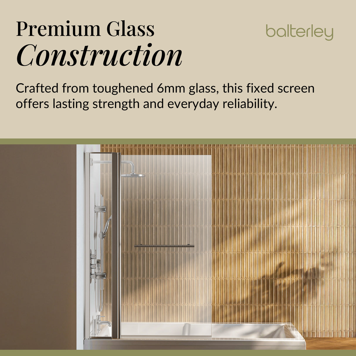 Modern Square Bath Shower Screen - Choice of Style and Finish