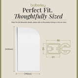 6mm Toughened Safety Glass Round Bath Screen - 1430 x 790mm