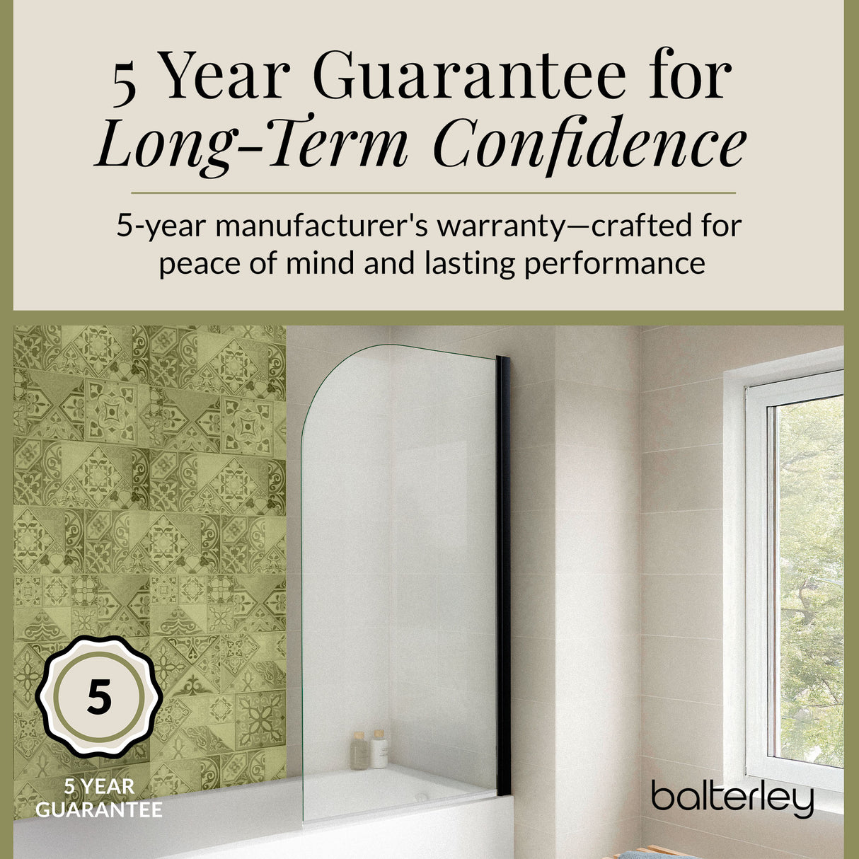 6mm Toughened Safety Glass Round Bath Screen - 1430 x 790mm