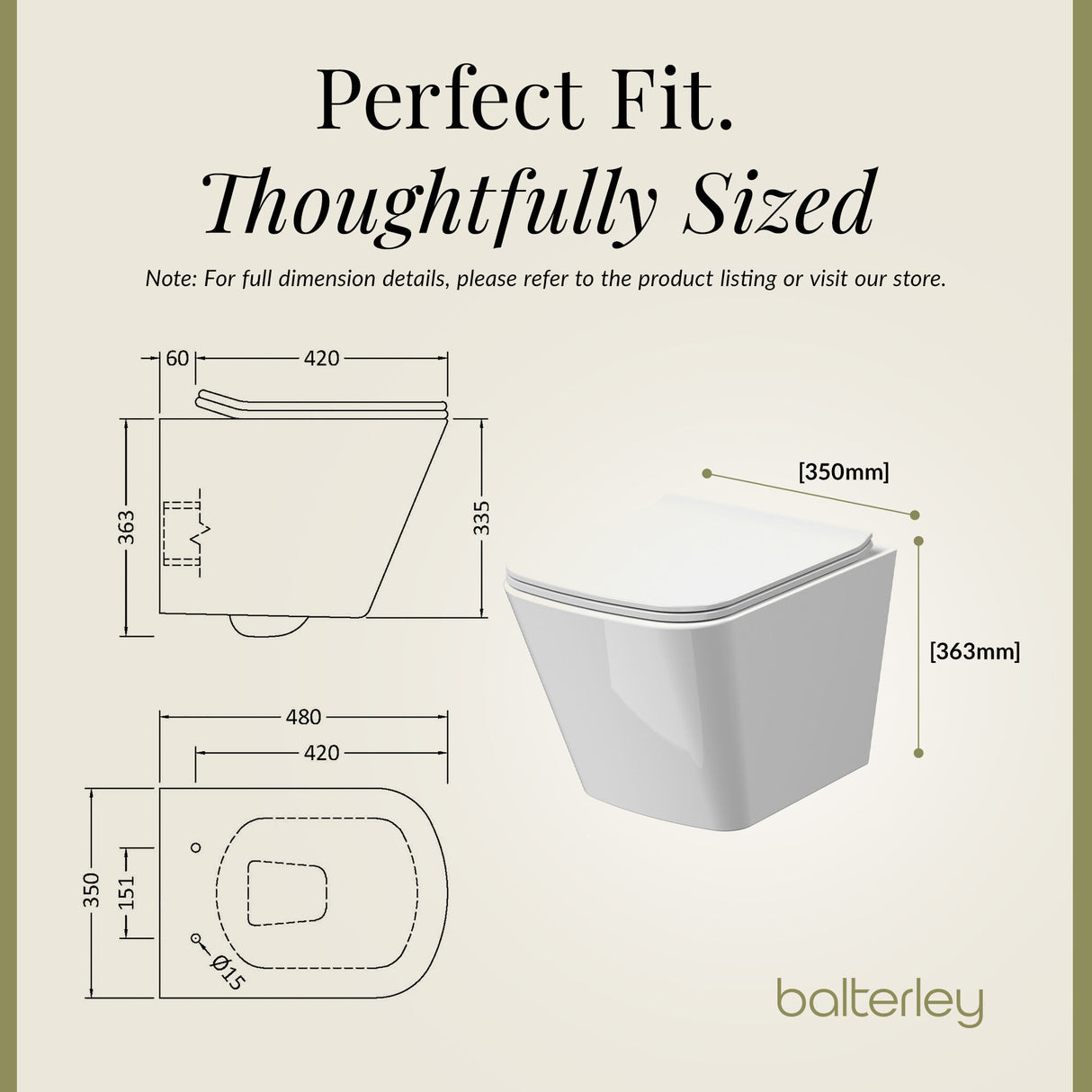 Hilderstone Modern Hung Toilet Pan with Soft Close Sandwich Seat