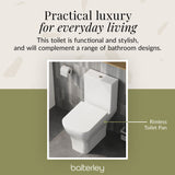 Contemporary Close-Coupled Toilet with Soft-Close Seat – White, 612mm Projection