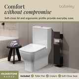 Hilderstone Modern Rimless Flush to Wall Close Coupled Toilet and Soft Close Seat