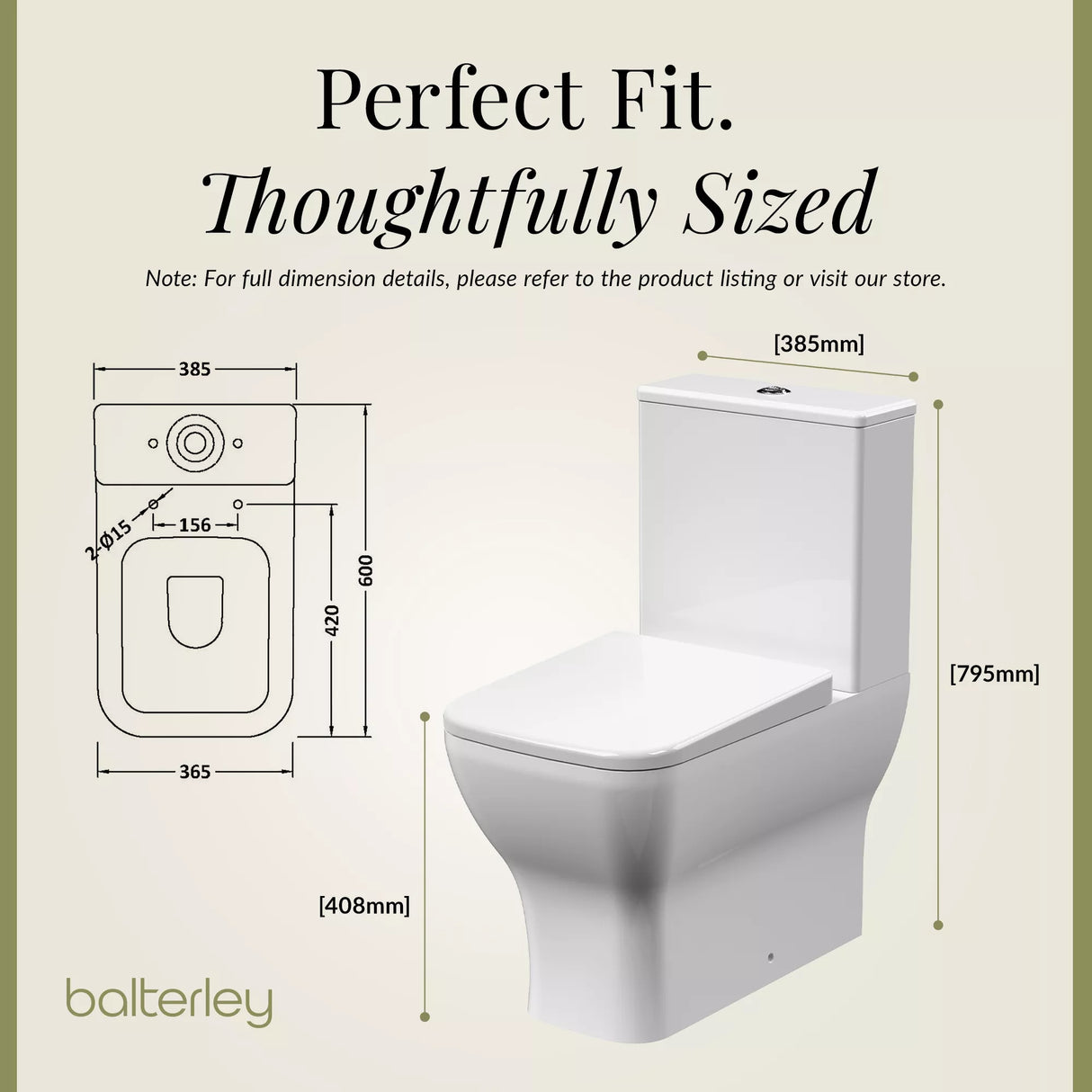 Rimless Flush-to-Wall Close Coupled Toilet with Soft-Close Seat – White