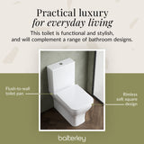 Rimless Flush-to-Wall Close Coupled Toilet with Soft-Close Seat – White