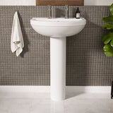 Round Bathroom Ceramic Basin and Full Pedestal - 550mm - 1 or 2 Tap Hole