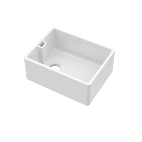 Single Bowl Fireclay Ceramic Belfast Kitchen Sink with Built In Overflow - 595mm - Multiple Colours