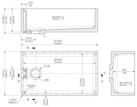 Single Bowl Belfast Kitchen Sink - Multiple Sizes Available