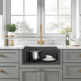 Single Bowl Fireclay Ceramic Belfast Kitchen Sink with Built In Overflow - 595mm - Multiple Colours