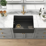 Single Bowl Fireclay Ceramic Belfast Kitchen Sink with Built In Overflow - 595mm - Multiple Colours