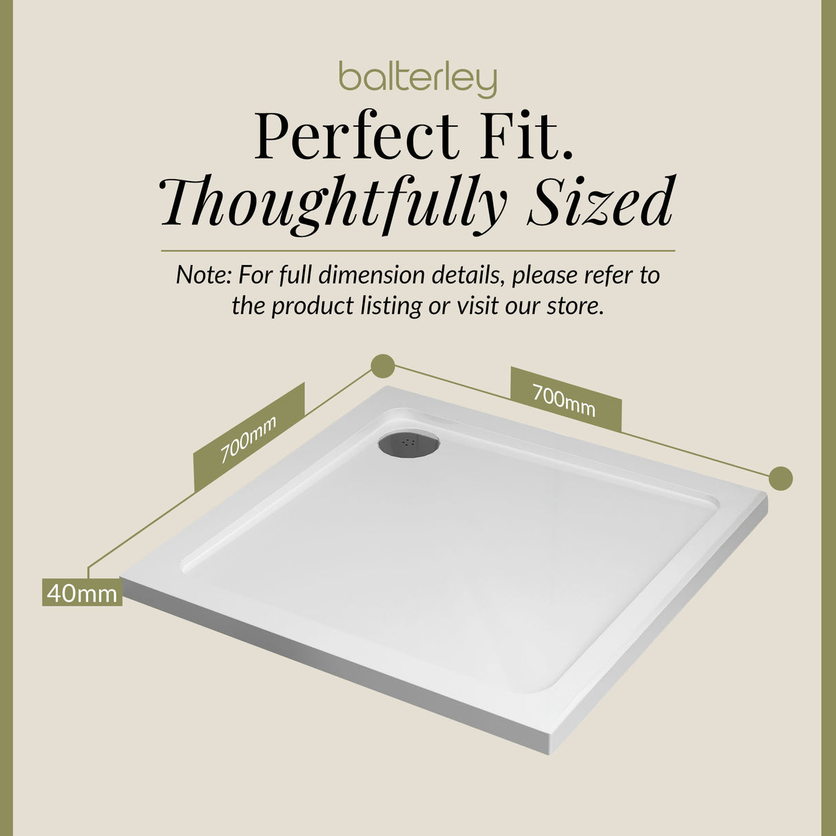 Modern Square Shower Tray, 40mm Profile - Choice of Size and Colour