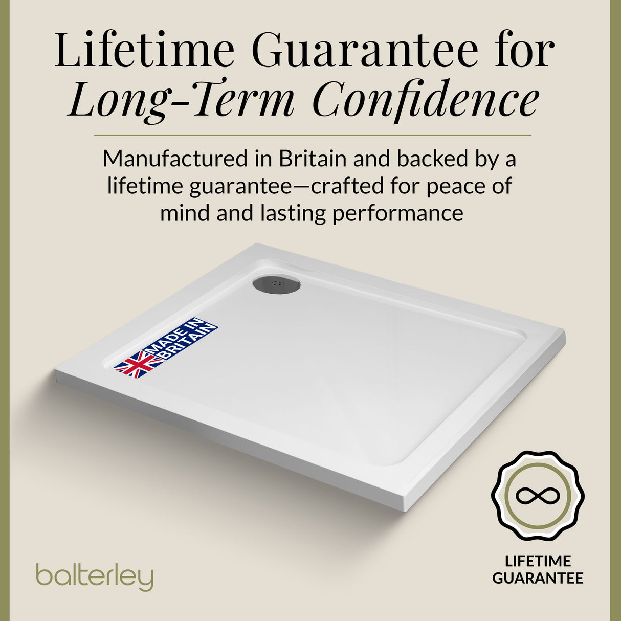 Modern Square Shower Tray, 40mm Profile - Choice of Size and Colour