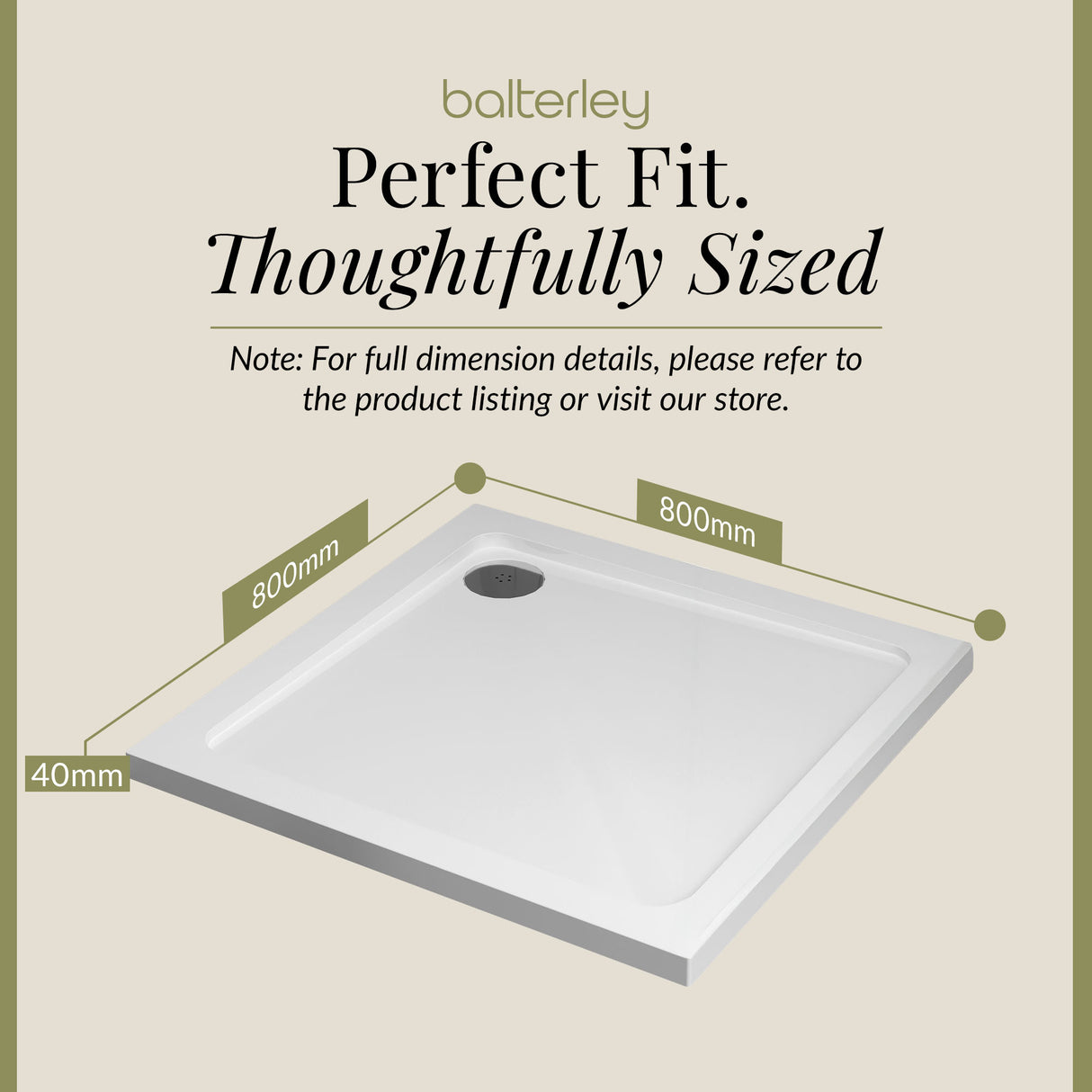 Modern Square Shower Tray, 40mm Profile - Choice of Size and Colour