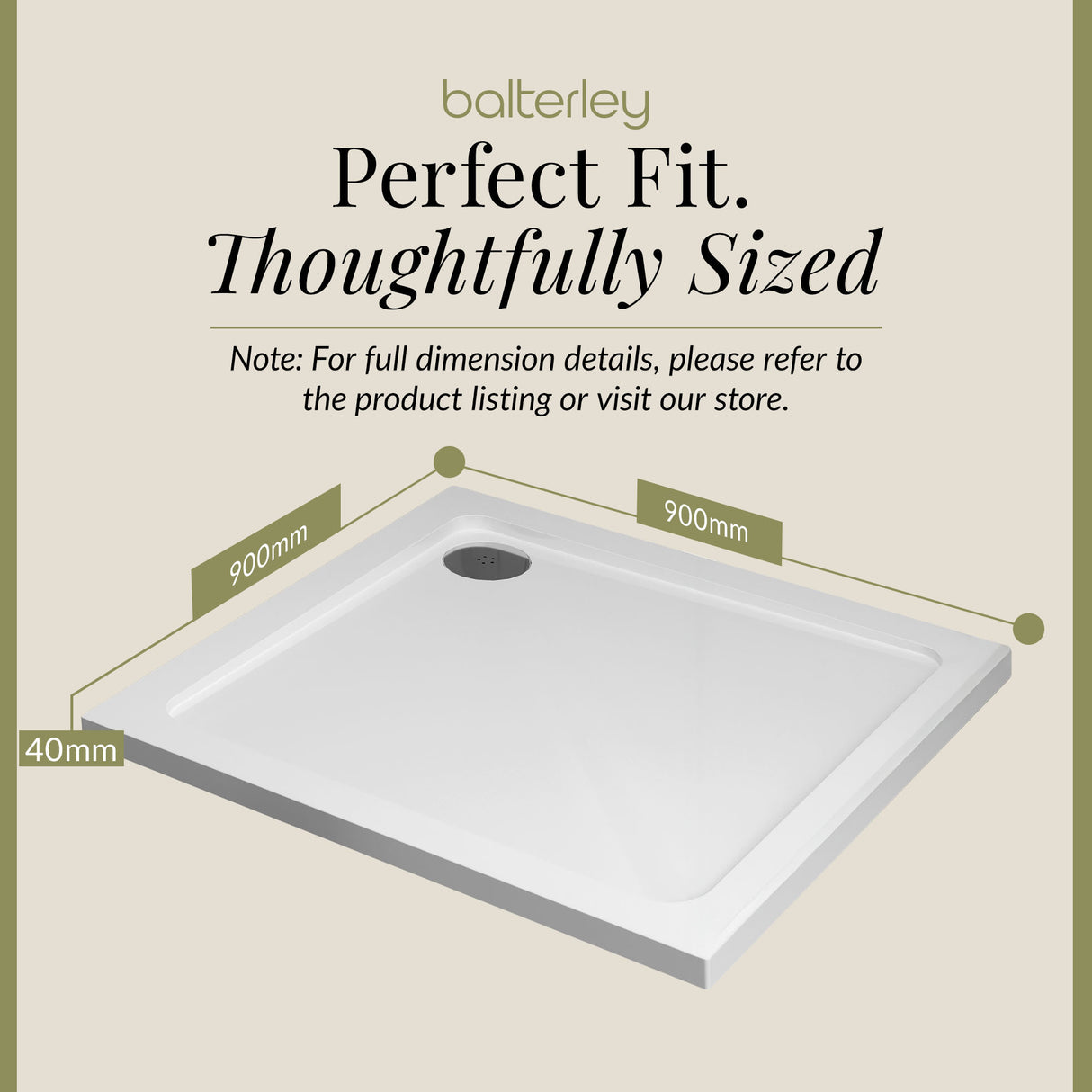 Modern Square Shower Tray, 40mm Profile - Choice of Size and Colour