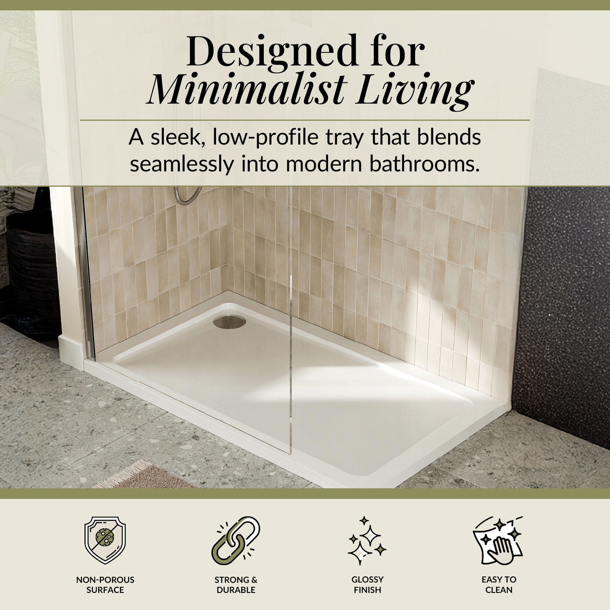 Balterley Shower Tray Modern Rectangular 40mm Profile Slimline, White or Grey - Multiple Sizes Available