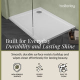 Balterley Shower Tray Modern Rectangular 40mm Profile Slimline, White or Grey - Multiple Sizes Available
