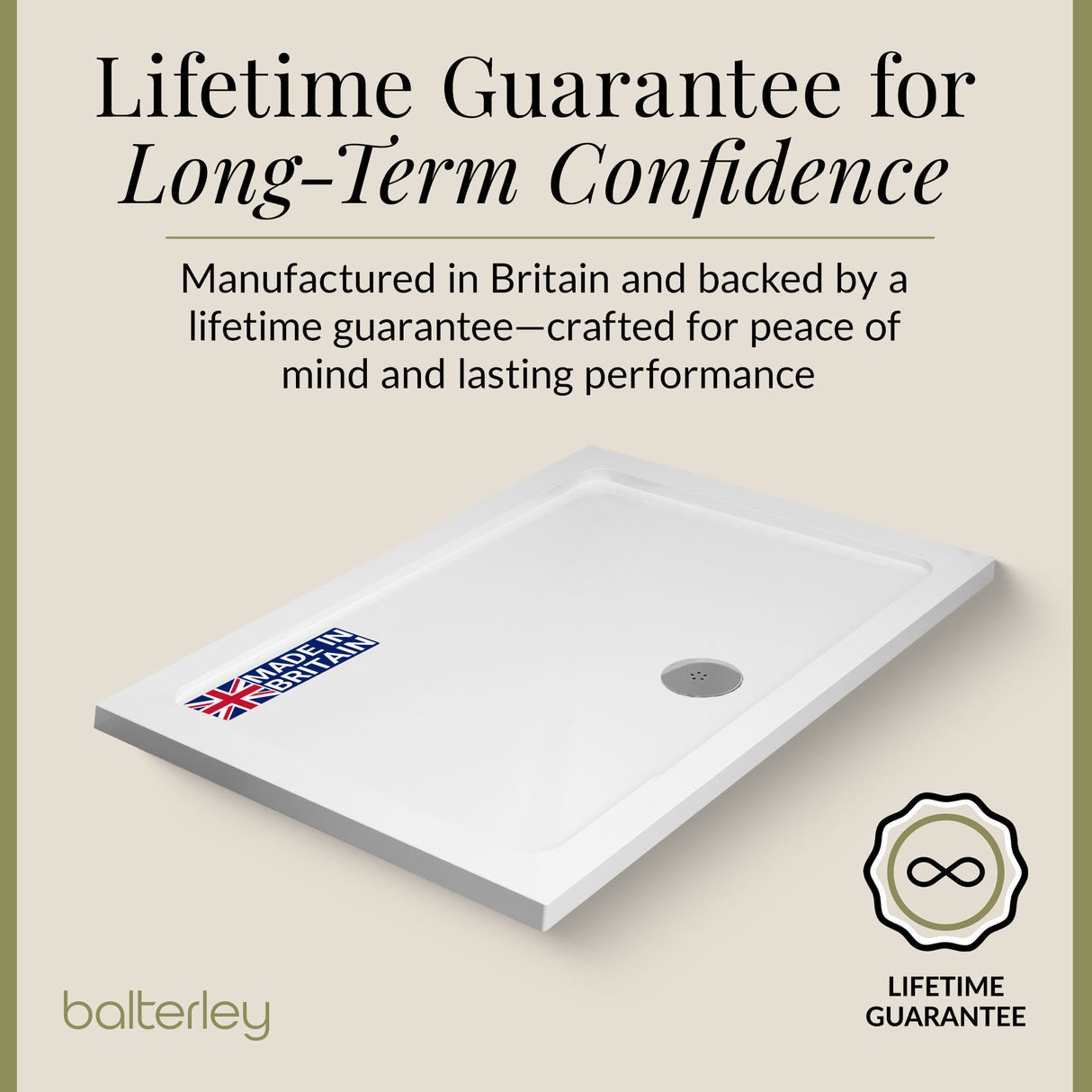 Balterley Shower Tray Modern Rectangular 40mm Profile Slimline, White or Grey - Multiple Sizes Available