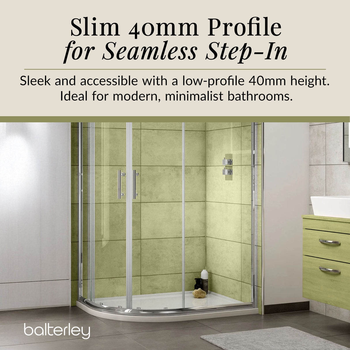 Modern Offset Quadrant Shower Tray  - Left or Right Hand - Choice of Size and Finish