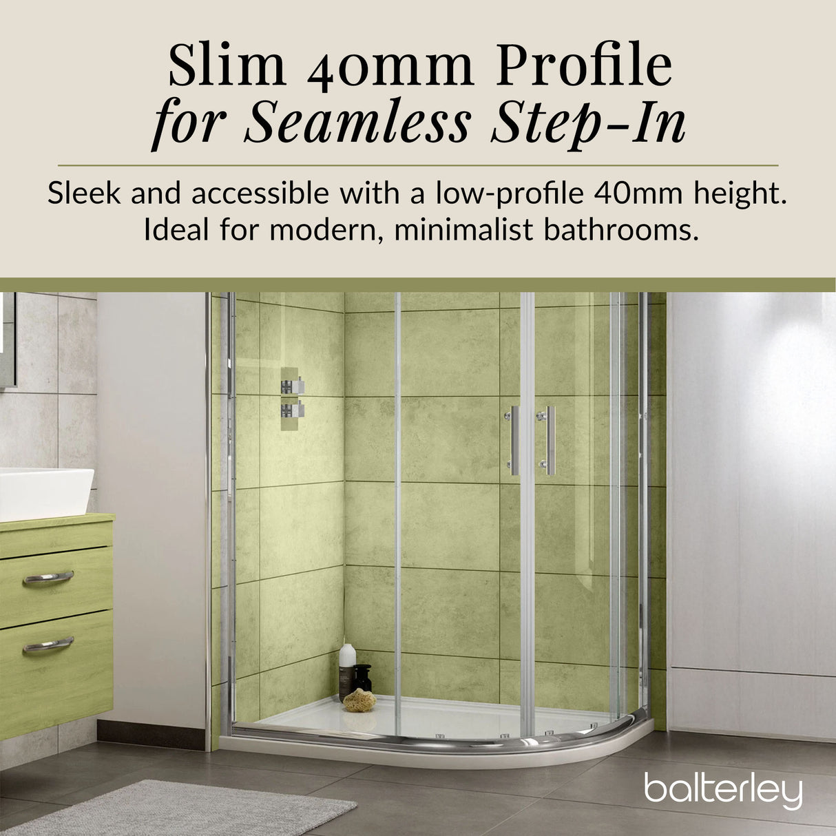 Modern Offset Quadrant Shower Tray  - Left or Right Hand - Choice of Size and Finish