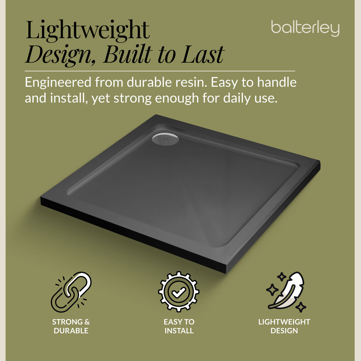 Modern Square Shower Tray, 40mm Profile - Choice of Size and Colour