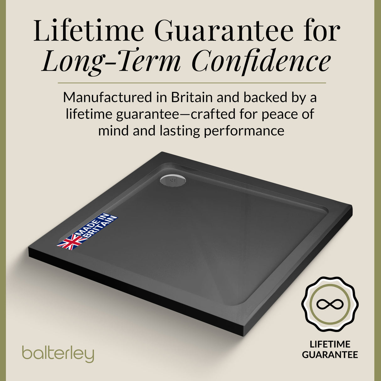 Modern Square Shower Tray, 40mm Profile - Choice of Size and Colour