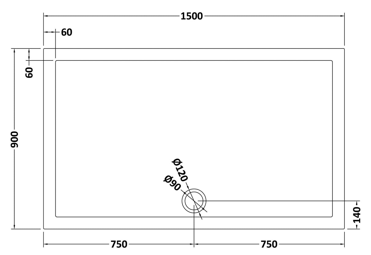 Balterley Shower Tray Modern Rectangular 40mm Profile Slimline, White or Grey - Multiple Sizes Available