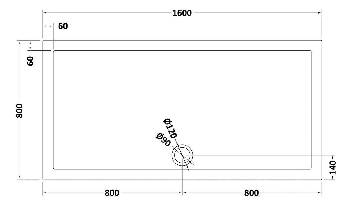 Balterley Shower Tray Modern Rectangular 40mm Profile Slimline, White or Grey - Multiple Sizes Available