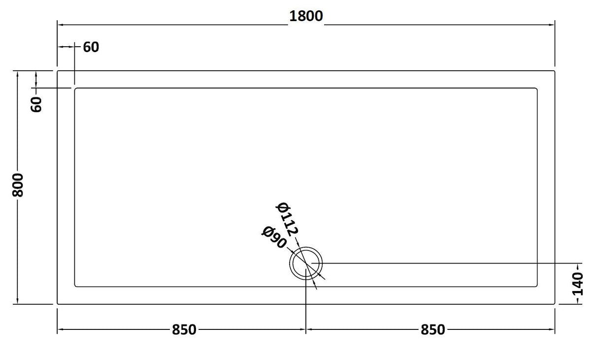 Balterley Shower Tray Modern Rectangular 40mm Profile Slimline, White or Grey - Multiple Sizes Available