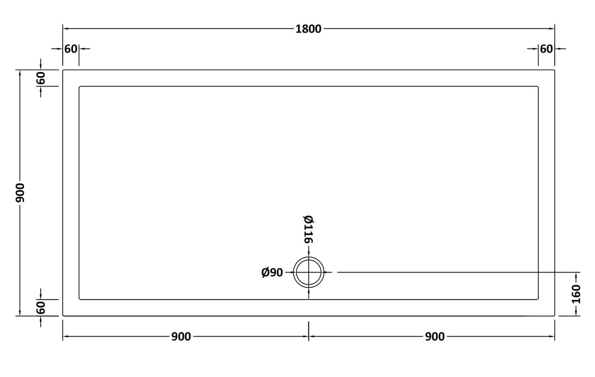 Balterley Shower Tray Modern Rectangular 40mm Profile Slimline, White or Grey - Multiple Sizes Available