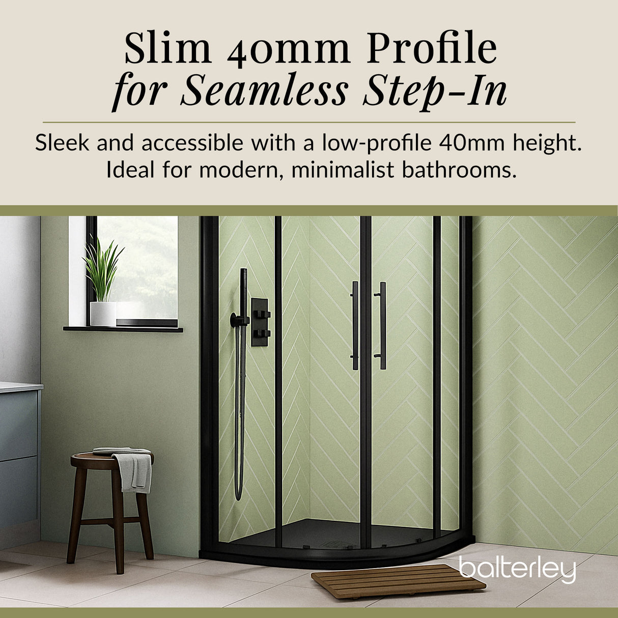 Quadrant Shower Tray, 40mm Profile Design - Choice of Size and Colour