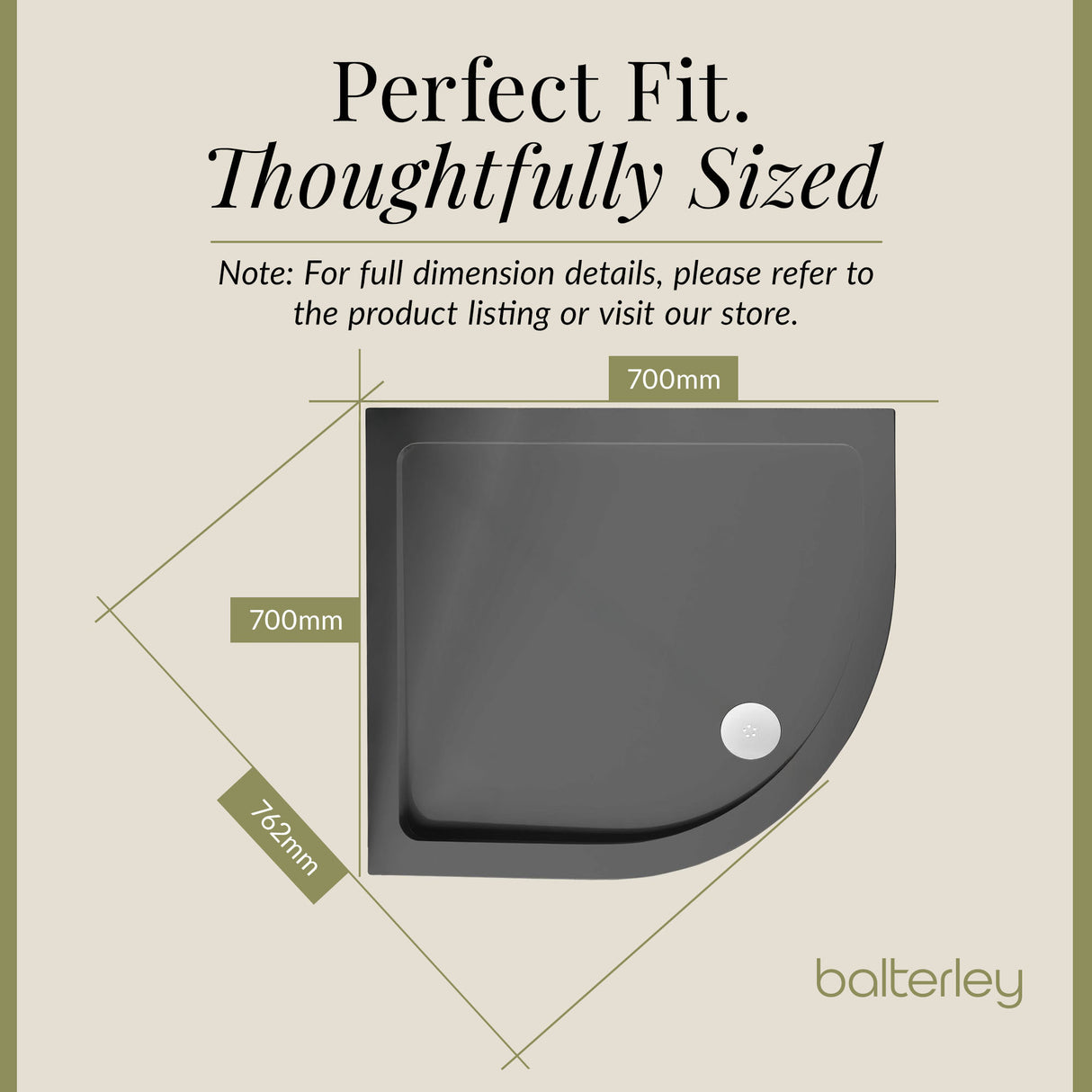 Quadrant Shower Tray, 40mm Profile Design - Choice of Size and Colour