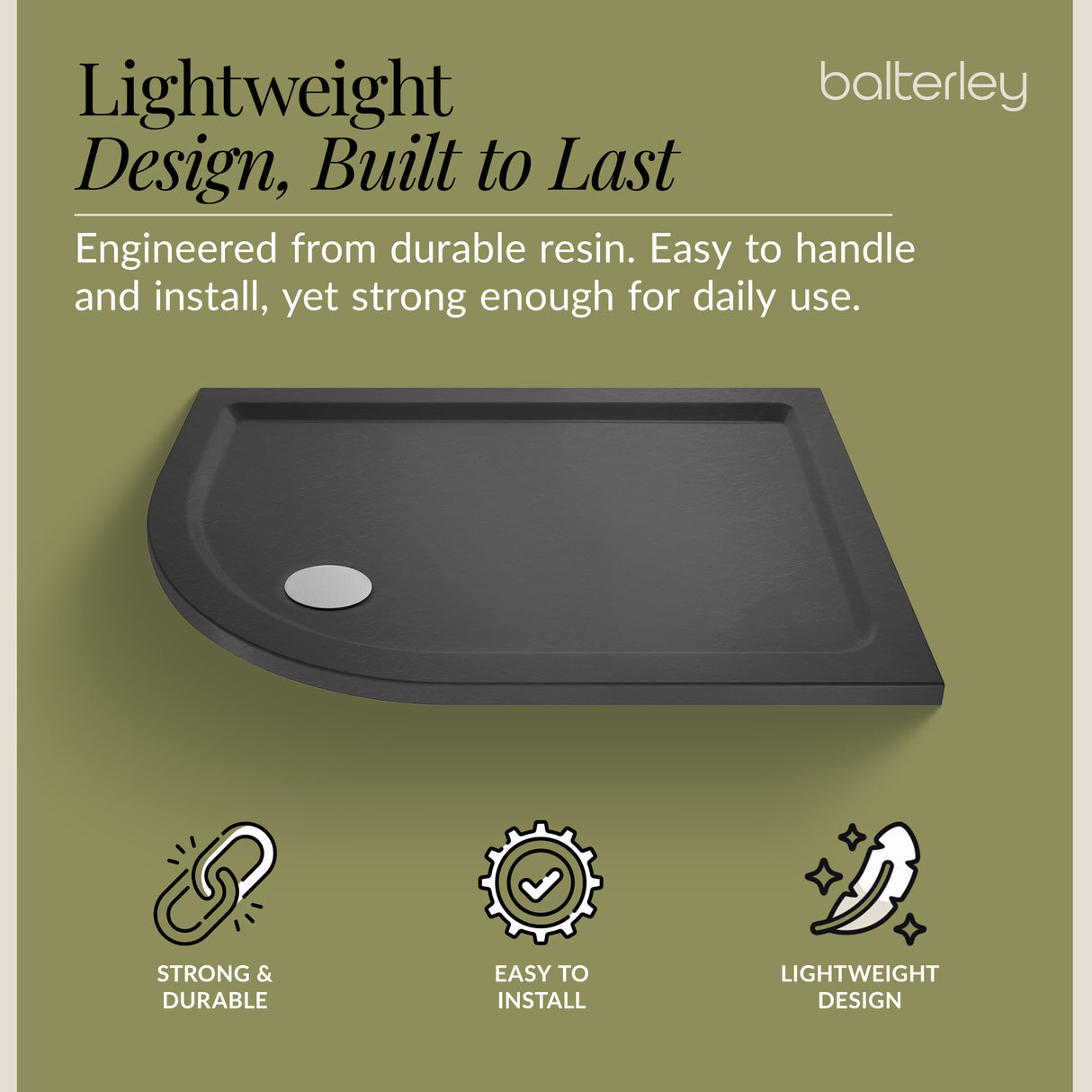Quadrant Shower Tray, 40mm Profile Design - Choice of Size and Colour