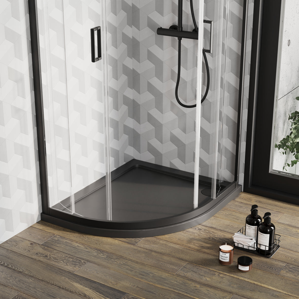 Modern Offset Quadrant Shower Tray  - Left or Right Hand - Choice of Size and Finish