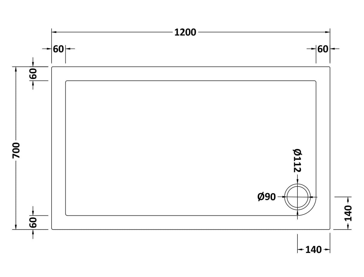 Slip Resistant Slimline Rectangular Shower Tray - Choice of Size