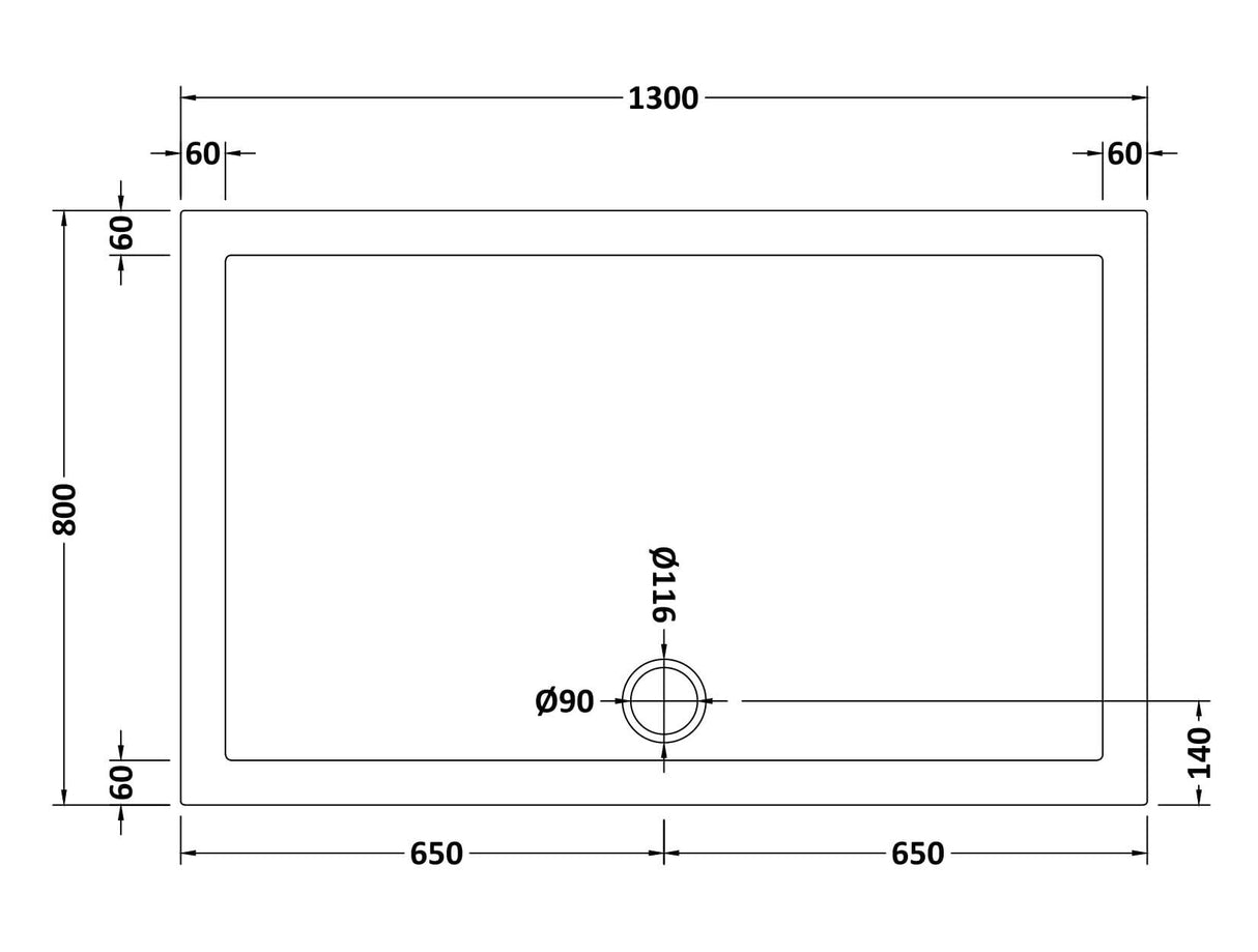 Slip Resistant Slimline Rectangular Shower Tray - Choice of Size