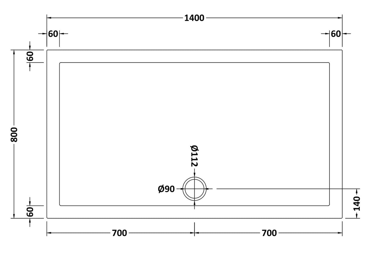 Slip Resistant Slimline Rectangular Shower Tray - Choice of Size